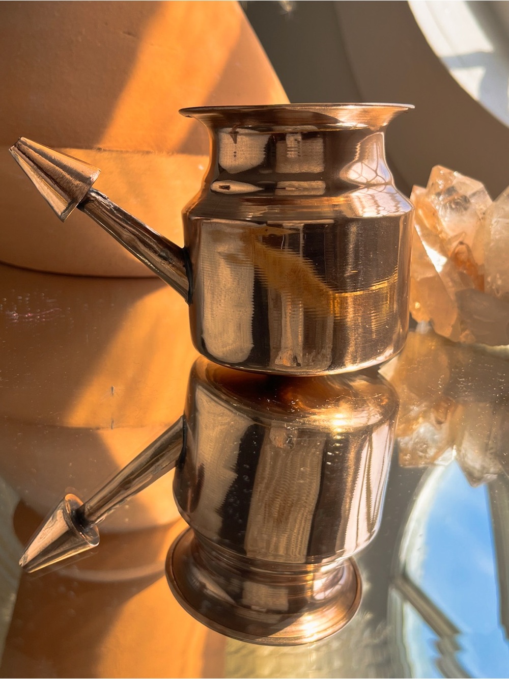 Copper Neti Pot · Jala Neti · Handcrafted · Dinacharya · Om · Living Ritual